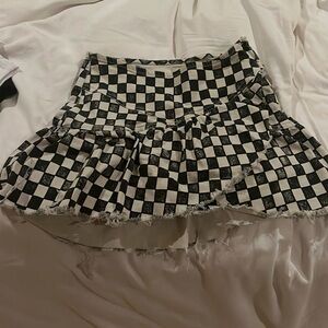 Mother brand, Raceway, black and white checkered, mini skirt